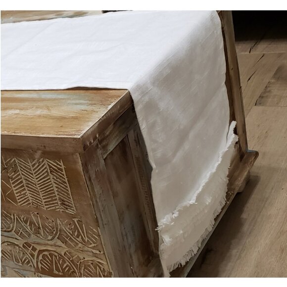 Farmhouse Table Runner White Decorative Cloth Country Cottage Decoration 12x72 - Picture 4 of 6